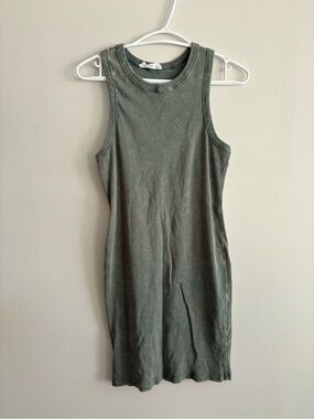 Double Zero Olive Green Sleeveless Tank Mini Dress